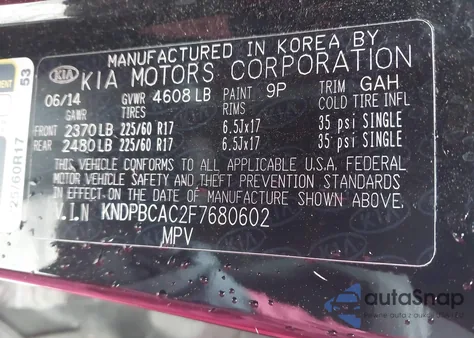 2015 Kia Sportage Lx z USA, uszkodzony, nr VIN KNDPBCAC2F7680602